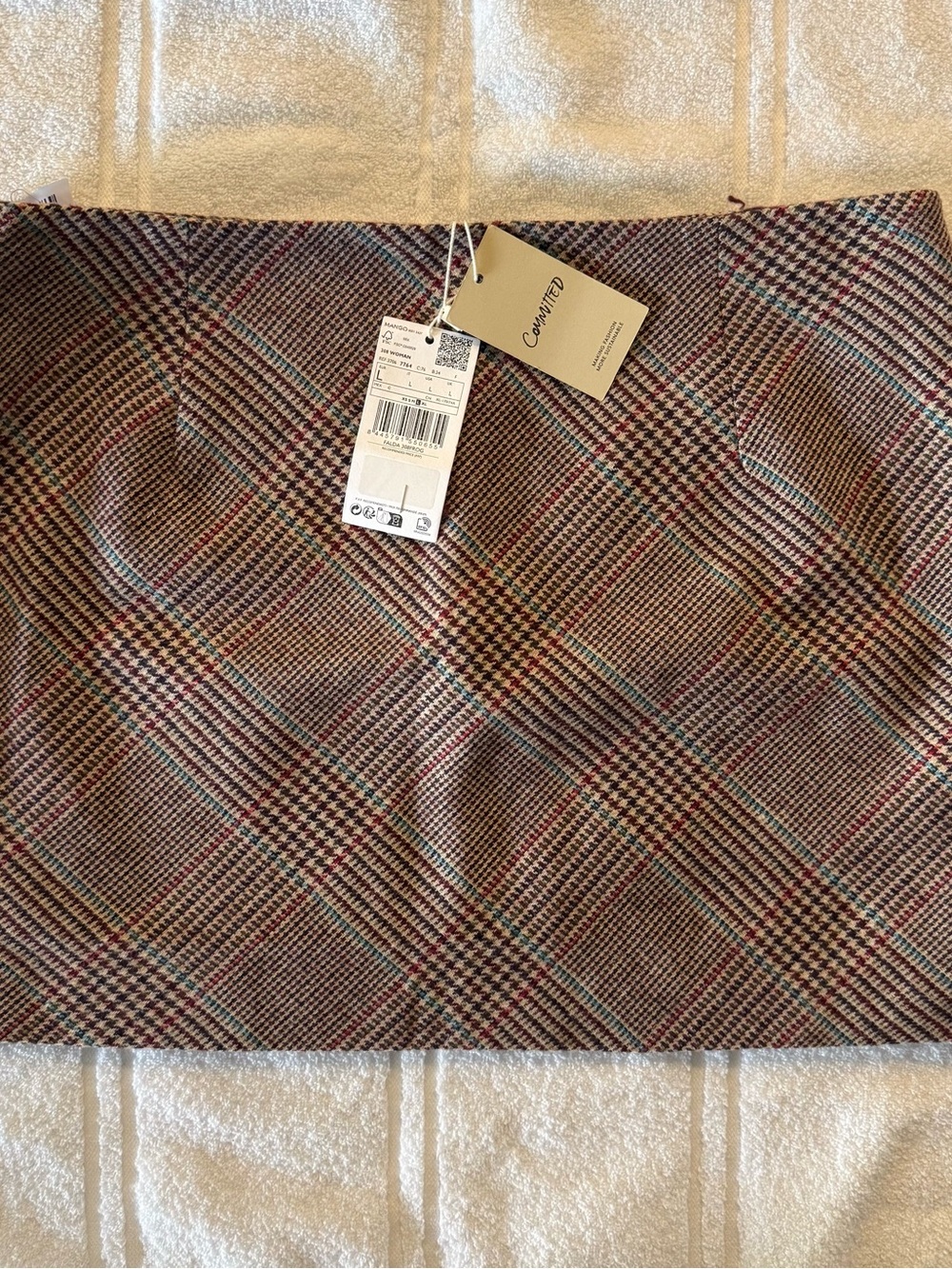 Mango Committed Plaid Wool
Blend Mini Skirt Brown Burgundy NWT Size L